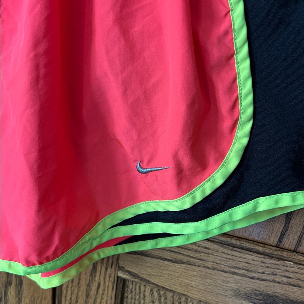 NIKE Dri-Fit Tempo 3” running race Shorts hot pink yellow black women’s medium - Picture 2 of 6